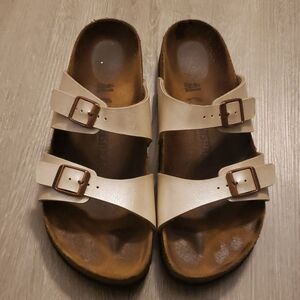 Birkenstock Birko Flor Pearlescent Chic Edgy Y2K Retro Preppy Sandal Size 41